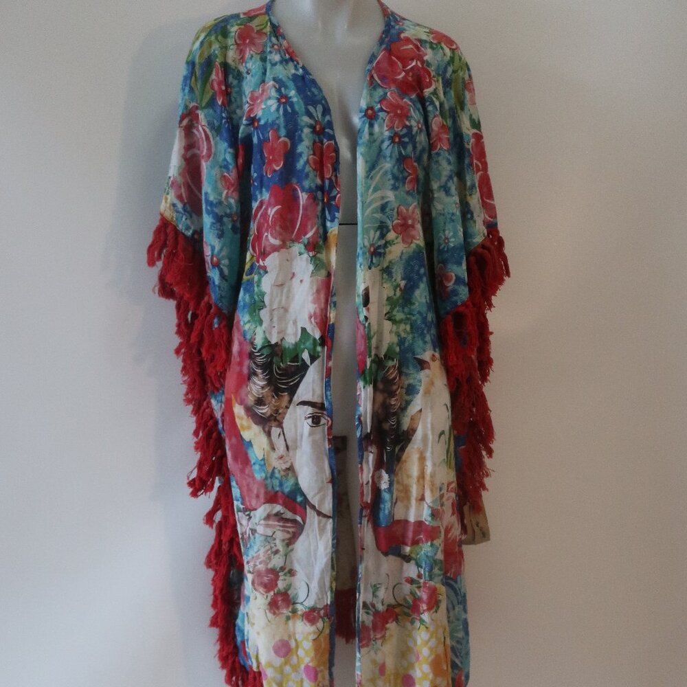 NWT Womens The Nu Vintage Frida Multicolor (Item-150) Poncho Kimono Cardigan L